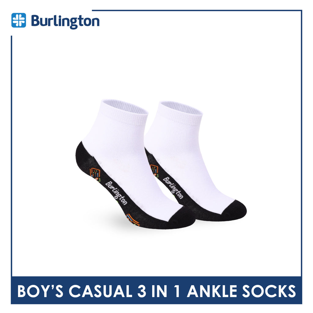 Burlington Boys’ Cotton Casual Ankle Socks 3 pairs in 1 pack BBCKG80