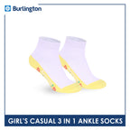 Burlington Girls’ Cotton Casual Ankle Socks 3 pairs in 1 pack BGCKG70