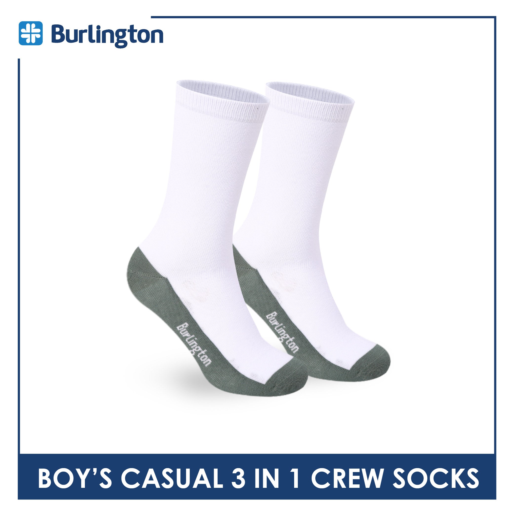 Burlington Boys’ Cotton Casual Crew Socks 3 pairs in 1 pack BBCKG84