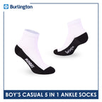 Burlington Boys’ Cotton Casual Ankle Socks 5 pairs in 1 pack BBCKG2F