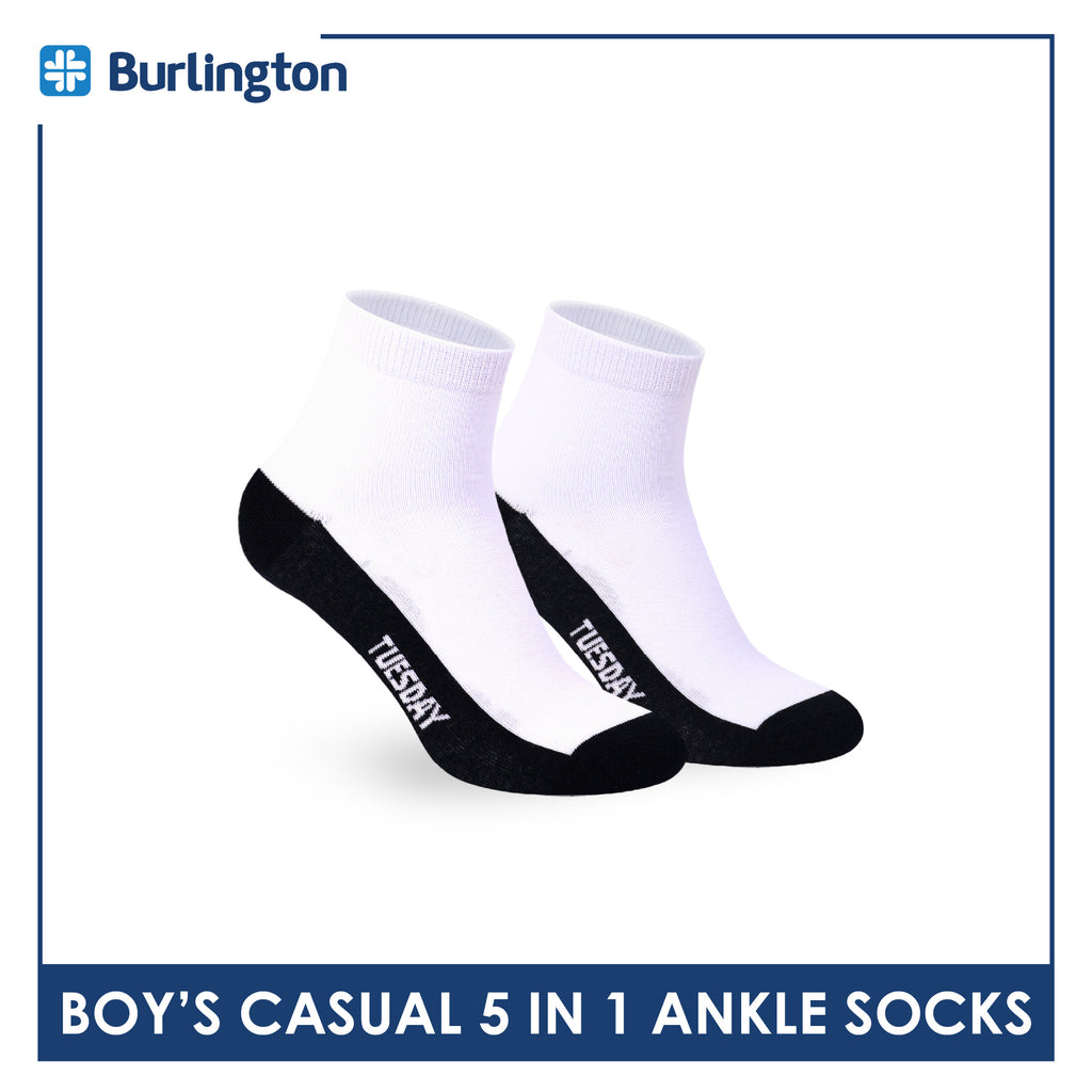 Burlington Boys’ Cotton Casual Ankle Socks 5 pairs in 1 pack BBCKG2F