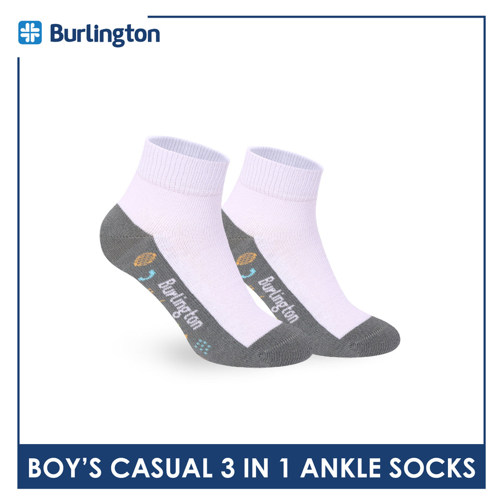 Burlington Boys’ Cotton Casual Ankle Socks 3 pairs in 1 pack BBCKG79