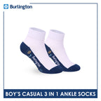 Burlington Boys’ Cotton Casual Ankle Socks 3 pairs in 1 pack BBCKG79