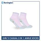 Burlington Girls’ Cotton Casual Ankle Socks 3 pairs in 1 pack BGCKG68