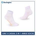 Burlington Girls’ Embossed Cotton Casual Ankle Socks 3 pairs in 1 pack BGCMG2