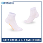 Burlington Girls’ Embossed Cotton Casual Ankle Socks 3 pairs in 1 pack BGCMG2
