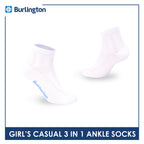 Burlington Girls’ Embossed Cotton Casual Ankle Socks 3 pairs in 1 pack BGCMG2
