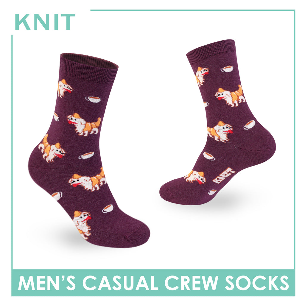 Knit | Pawsome Bites Men's Dog Design Cotton Thin Casual Crew Socks 1 pair KMCP611