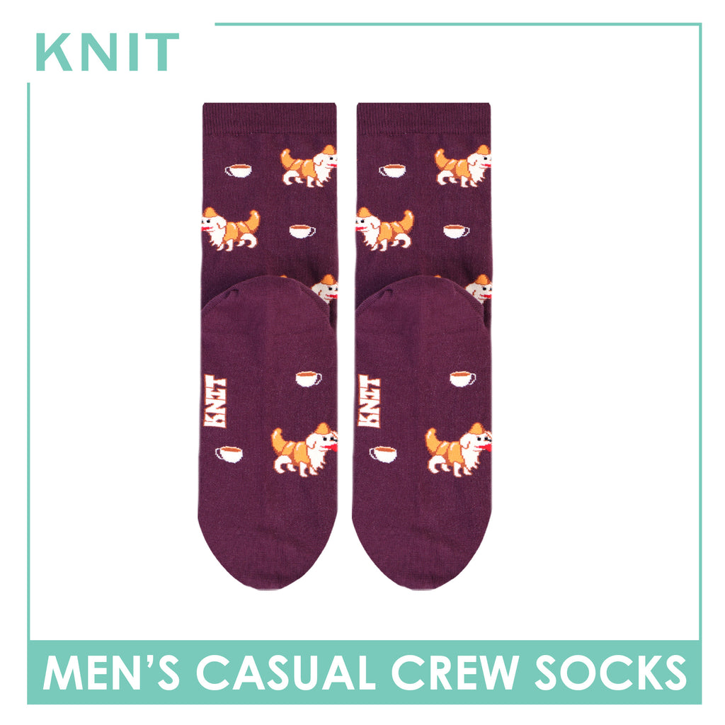 Knit | Pawsome Bites Men's Dog Design Cotton Thin Casual Crew Socks 1 pair KMCP611