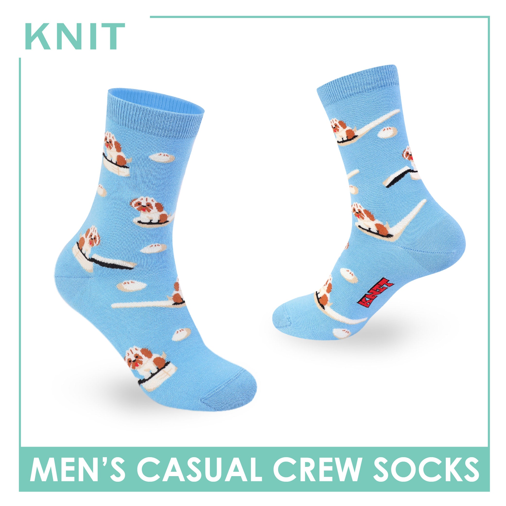 Knit | Pawsome Bites Men's Dog Design Cotton Thin Casual Crew Socks 1 pair KMCP611