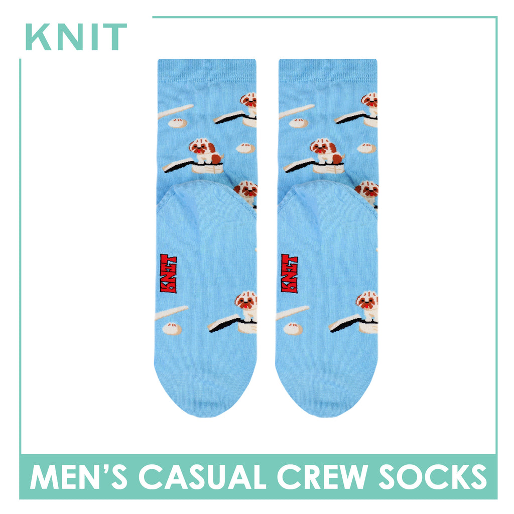 Knit | Pawsome Bites Men's Dog Design Cotton Thin Casual Crew Socks 1 pair KMCP611
