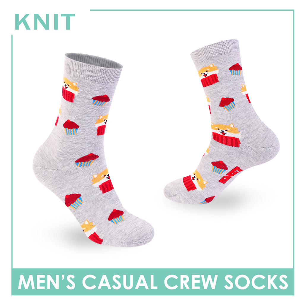 Knit | Pawsome Bites Men's Dog Design Cotton Thin Casual Crew Socks 1 pair KMCP611