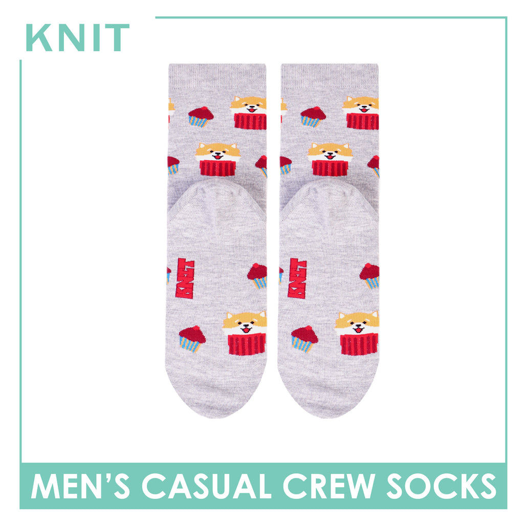 Knit | Pawsome Bites Men's Dog Design Cotton Thin Casual Crew Socks 1 pair KMCP611