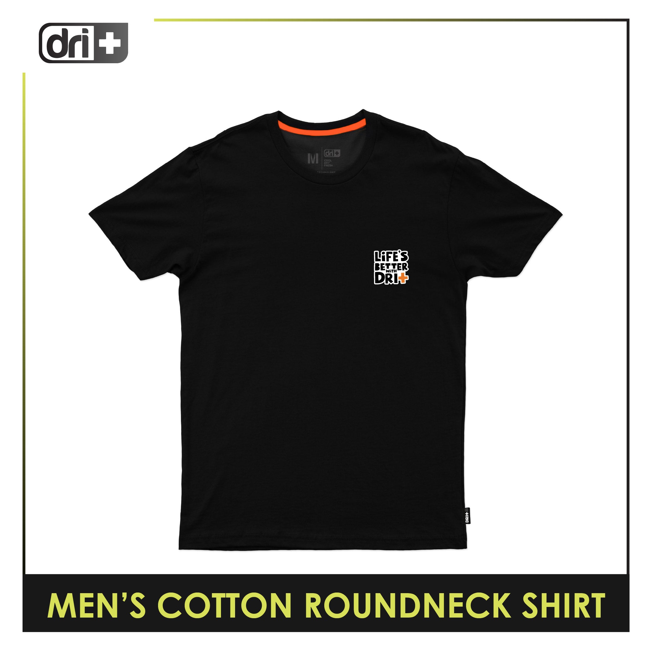 Dri plus Men's Cooltura Anti-Odor Sweat Wicking Cotton Roundneck Shirt 1 piece DUMSRC615