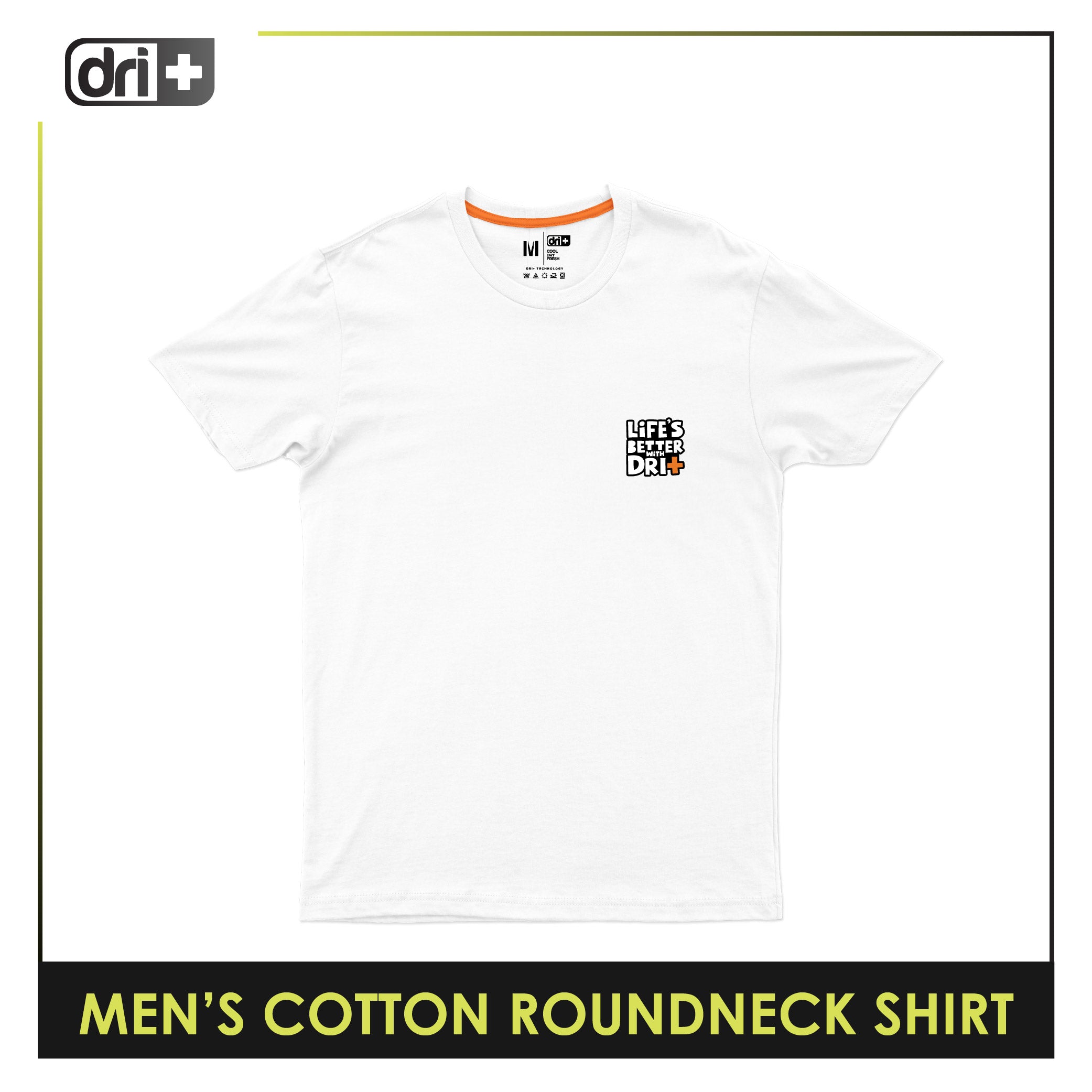 Dri plus Men's Cooltura Anti-Odor Sweat Wicking Cotton Roundneck Shirt 1 piece DUMSRC615
