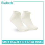 Biofresh Girls' Antimicrobial Cotton Thin Casual Ankle Socks 3 pairs in 1 pack RGCG4401