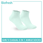 Biofresh Girls' Antimicrobial Cotton Thin Casual Ankle Socks 3 pairs in 1 pack RGCG4401