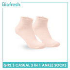 Biofresh Girls' Antimicrobial Cotton Thin Casual Ankle Socks 3 pairs in 1 pack RGCG4401