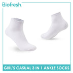 Biofresh Girls' Antimicrobial Cotton Thin Casual Ankle Socks 3 pairs in 1 pack RGCG4401