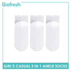Biofresh Girls' Antimicrobial Cotton Thin Casual Ankle Socks 3 pairs in 1 pack RGCG4401