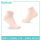 Biofresh Girls' Antimicrobial Cotton Thin Casual Ankle Socks 3 pairs in 1 pack RGCG4401