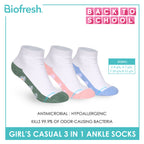 Biofresh Girls’ Antimicrobial Cotton Thick Sports Ankle Socks 3 pairs in 1 pack RGSKG30