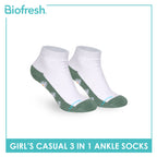 Biofresh Girls’ Antimicrobial Cotton Thick Sports Ankle Socks 3 pairs in 1 pack RGSKG30