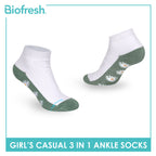 Biofresh Girls’ Antimicrobial Cotton Thick Sports Ankle Socks 3 pairs in 1 pack RGSKG30