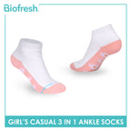 Biofresh Girls’ Antimicrobial Cotton Thick Sports Ankle Socks 3 pairs in 1 pack RGSKG30