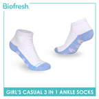 Biofresh Girls’ Antimicrobial Cotton Thick Sports Ankle Socks 3 pairs in 1 pack RGSKG30