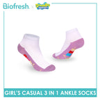 Biofresh | SpongeBob Girls' Antimicrobial Cotton Thin Casual Ankle Socks 3 pairs in 1 pack SBRGCKG6