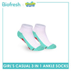 Biofresh | SpongeBob Girls' Antimicrobial Cotton Thin Casual Ankle Socks 3 pairs in 1 pack SBRGCKG6