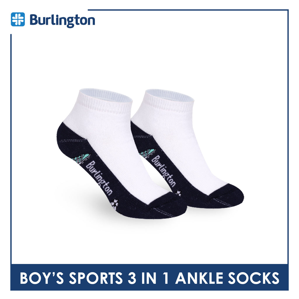 Burlington Boys’ Cotton Sports Ankle Socks 3 pairs in 1 pack BBSKG41