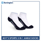 Burlington Boys’ Cotton Sports Ankle Socks 3 pairs in 1 pack BBSKG41
