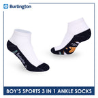 Burlington Boys’ Cotton Sports Ankle Socks 3 pairs in 1 pack BBSKG41