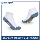 Burlington Boys’ Cotton Sports Ankle Socks 3 pairs in 1 pack BBSKG41