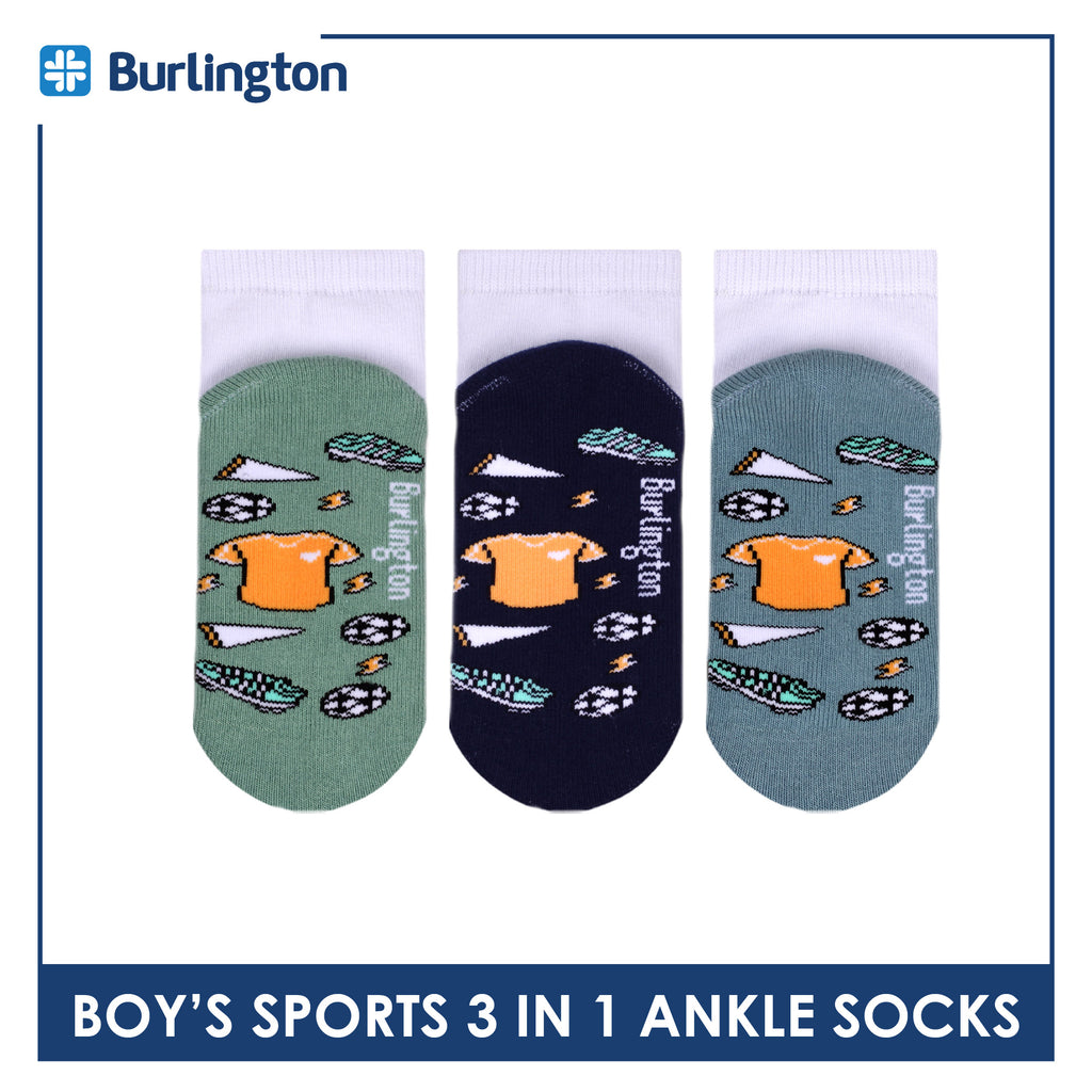 Burlington Boys’ Cotton Sports Ankle Socks 3 pairs in 1 pack BBSKG41