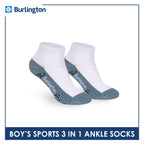 Burlington Boys’ Cotton Sports Ankle Socks 3 pairs in 1 pack BBSKG41