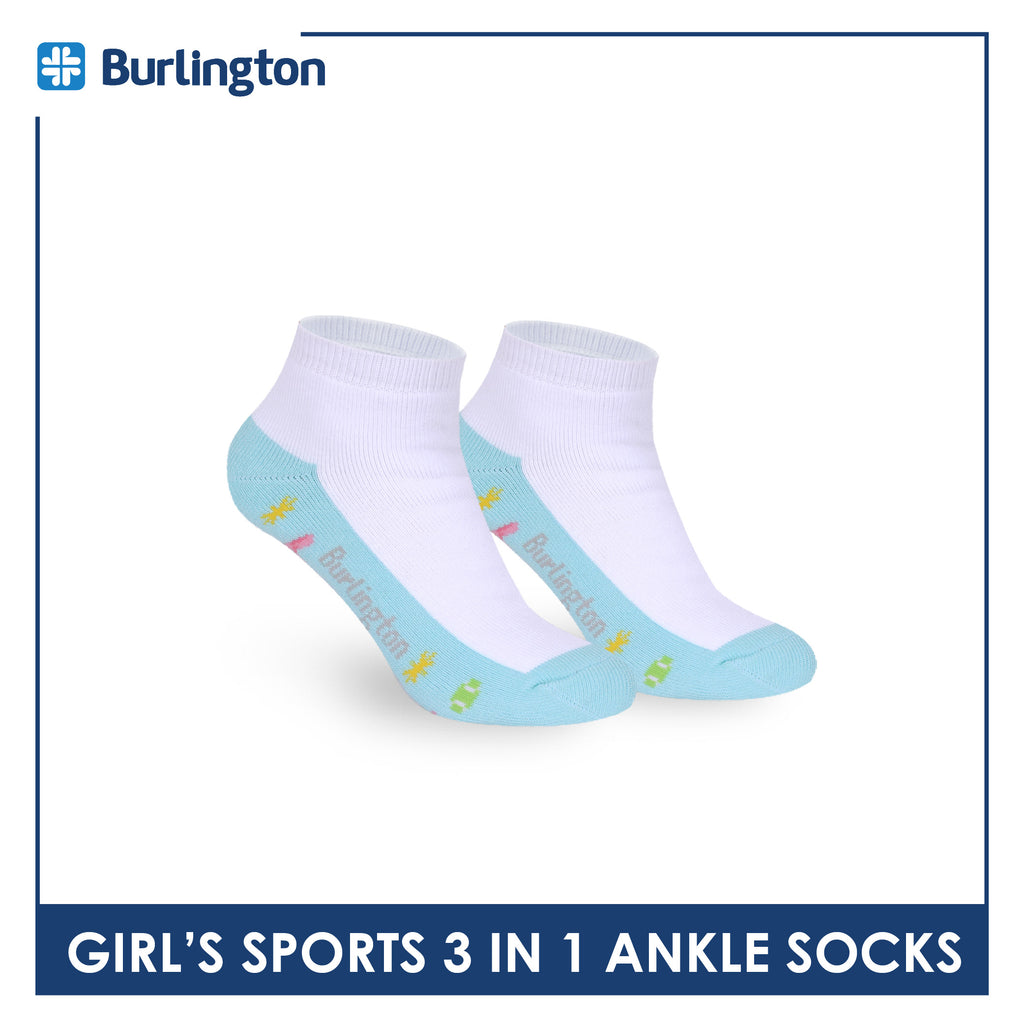 Burlington Girls’ Cotton Sports Ankle Socks 3 pairs in 1 pack BGSKG24