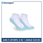Burlington Girls’ Cotton Sports Ankle Socks 3 pairs in 1 pack BGSKG24