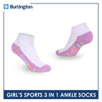 Burlington Girls’ Cotton Sports Ankle Socks 3 pairs in 1 pack BGSKG24
