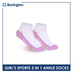 Burlington Girls’ Cotton Sports Ankle Socks 3 pairs in 1 pack BGSKG24