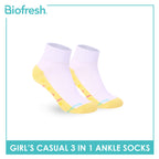 Biofresh Girls’ Antimicrobial Cotton Thin Casual Ankle Socks 3 pairs in 1 pack RGCKG72