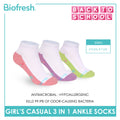 Biofresh Girls’ Antimicrobial Cotton Thin Casual Ankle Socks 3 pairs in 1 pack RGCKG71
