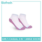 Biofresh Girls’ Antimicrobial Cotton Thin Casual Ankle Socks 3 pairs in 1 pack RGCKG71