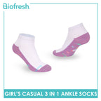 Biofresh Girls’ Antimicrobial Cotton Thin Casual Ankle Socks 3 pairs in 1 pack RGCKG71