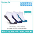 Biofresh Boys’ Antimicrobial Cotton Thick Sports Ankle Socks 3 pairs in 1 pack RBSKG44