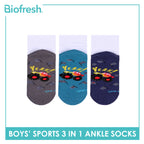 Biofresh Boys’ Antimicrobial Cotton Thick Sports Ankle Socks 3 pairs in 1 pack RBSKG44
