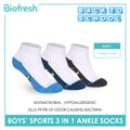 Biofresh Boys’ Antimicrobial Cotton Thick Sports Ankle Socks 3 pairs in 1 pack RBSKG43