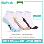 Biofresh | TMNT Boys’ Antimicrobial Cotton Thin Casual Ankle Socks 3 pairs in 1 pack NTRBCKG5